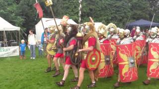 Roman Reenactment at the Amphitheatre in Caerleon Marching In [upl. by Vanhook]