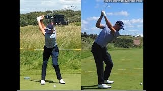 Justin Thomas golf swing  Long Iron faceon amp downtheline July 2017 [upl. by Jaclin]