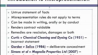 Misrepresentation Lecture 1 of 4 [upl. by Ashlie494]